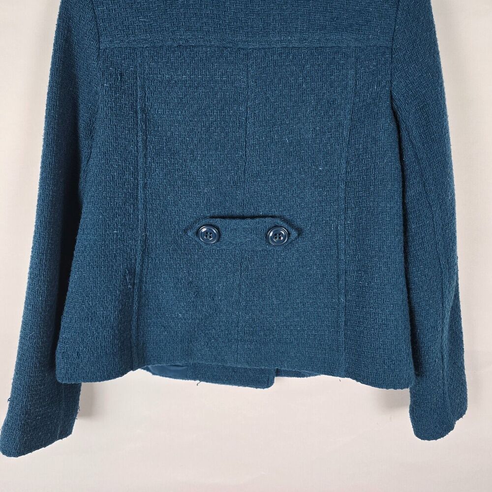 Vintage Frenchi Peacoat Women's Medium Wool Blend Collard Short Length Blue Teal - Picture 7 of 16